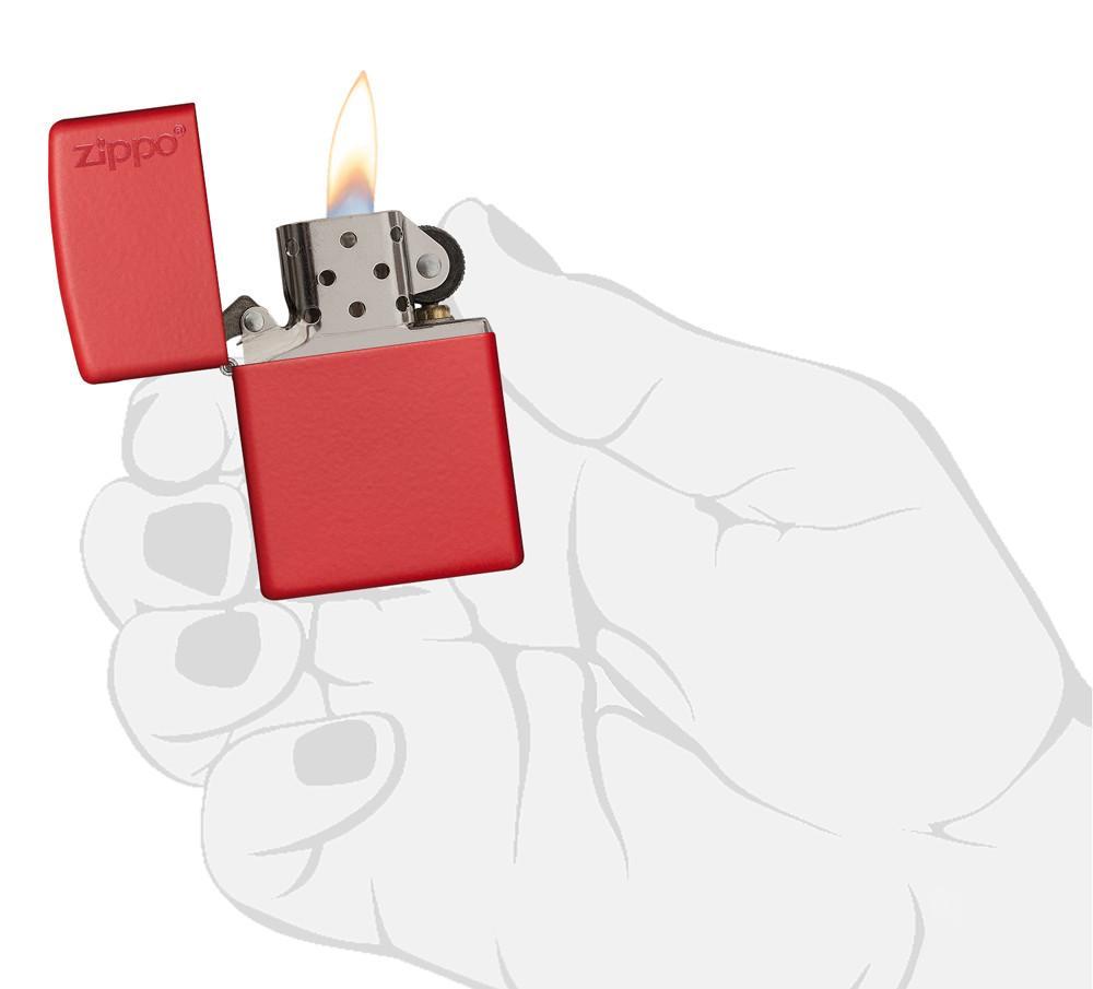 Zippo Classic Red Matte with Zippo Logo Pocket Lighter - Bhawar Store